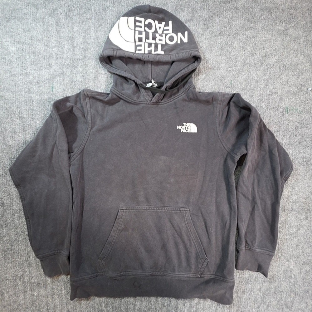 The North Face Hoodie Mens Small Black Pullover Fleece Logo Hood Kangaroo Pocket